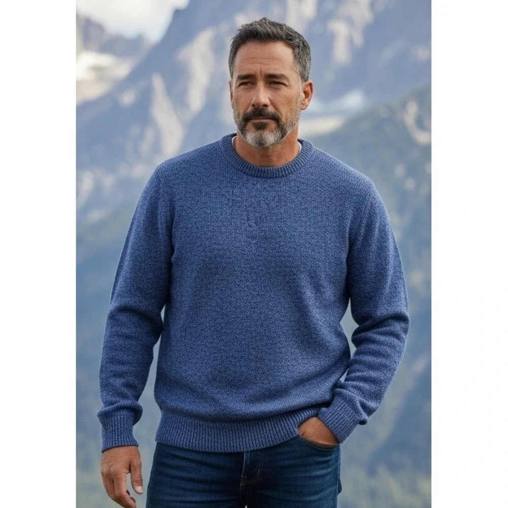 Vintage Eddie Bauer Wool Sweater Mens XL Tall Blue Made in USA Crewneck Kint